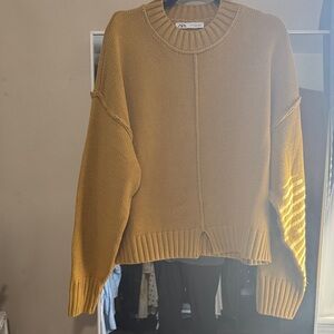 Zara Women's Golden Crew Neck Sweater